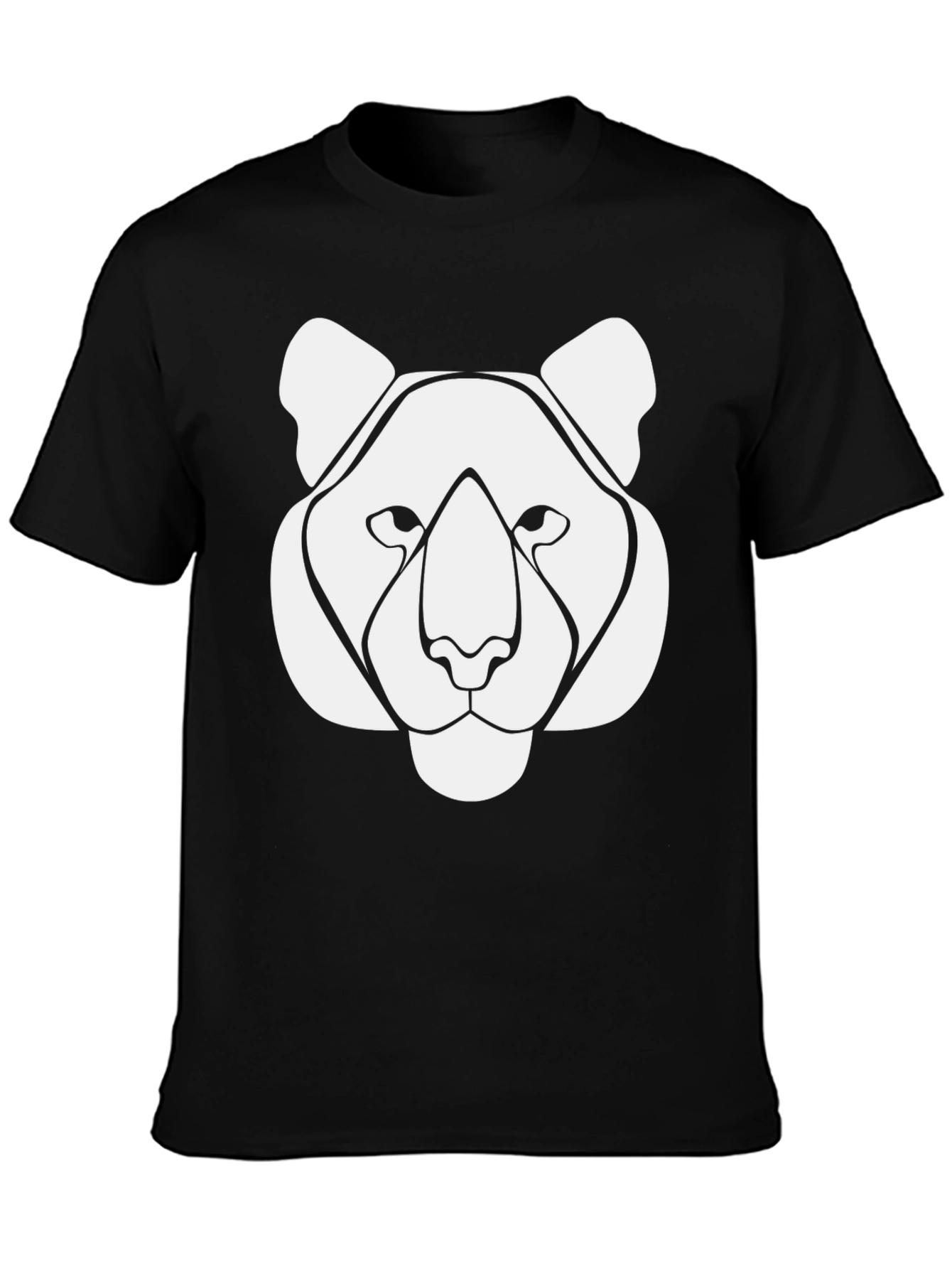 Abstract Lion Graphic Tee - Black Cotton T-Shirt