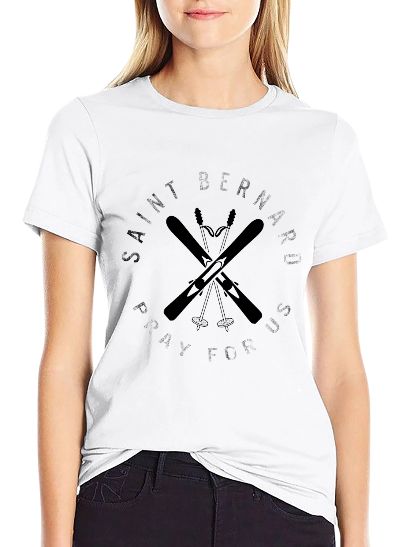 Saint Bernard Pray For Us Black T-Shirt