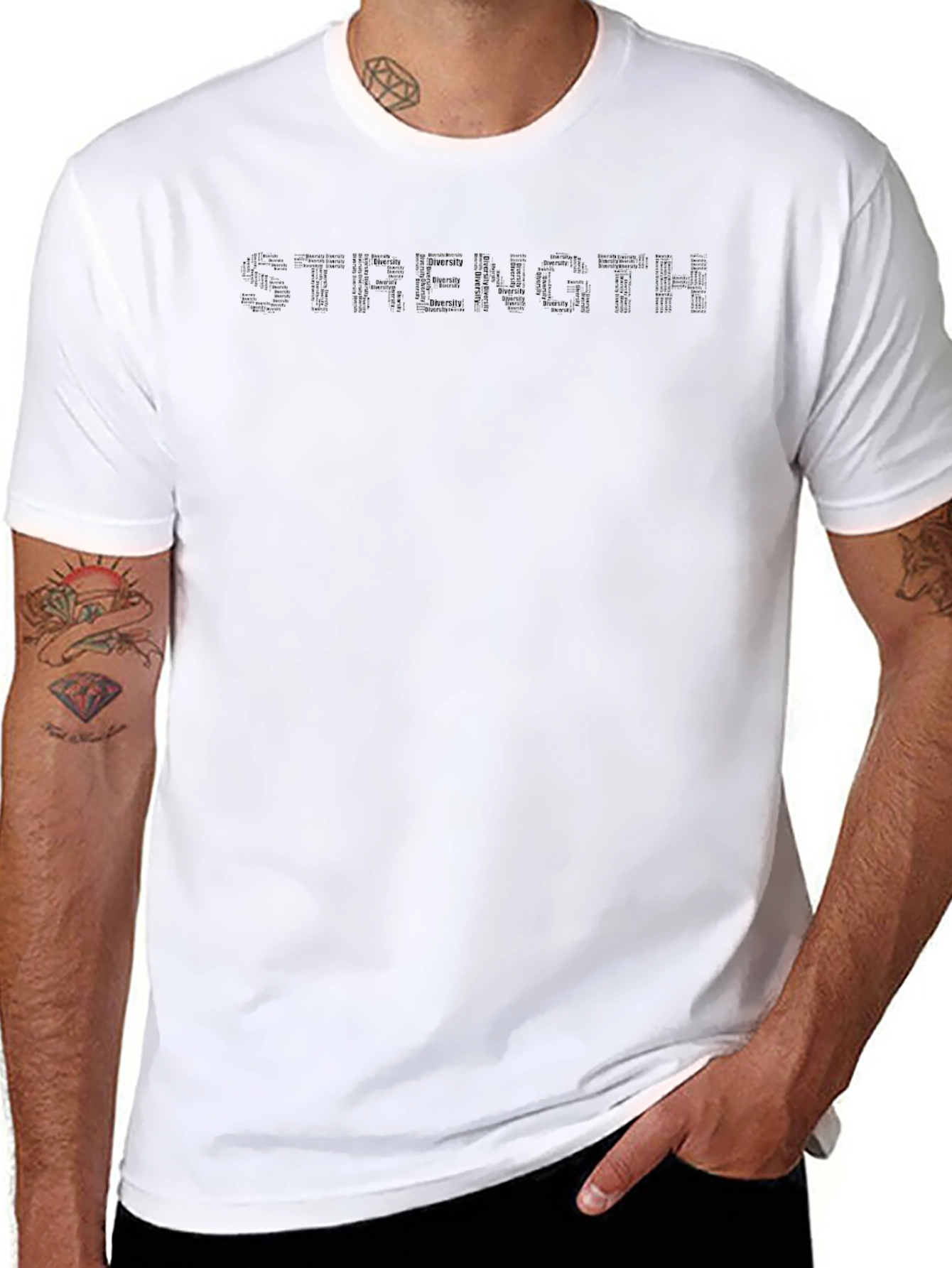Mens Black Strength Graphic T-Shirt