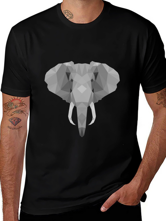 Geometric Elephant Graphic T-Shirt - Stylish Mens Tee