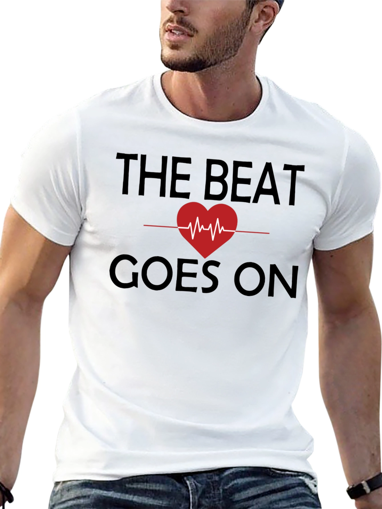 The Beat Goes On Graphic Tee - Heartbeat Design
