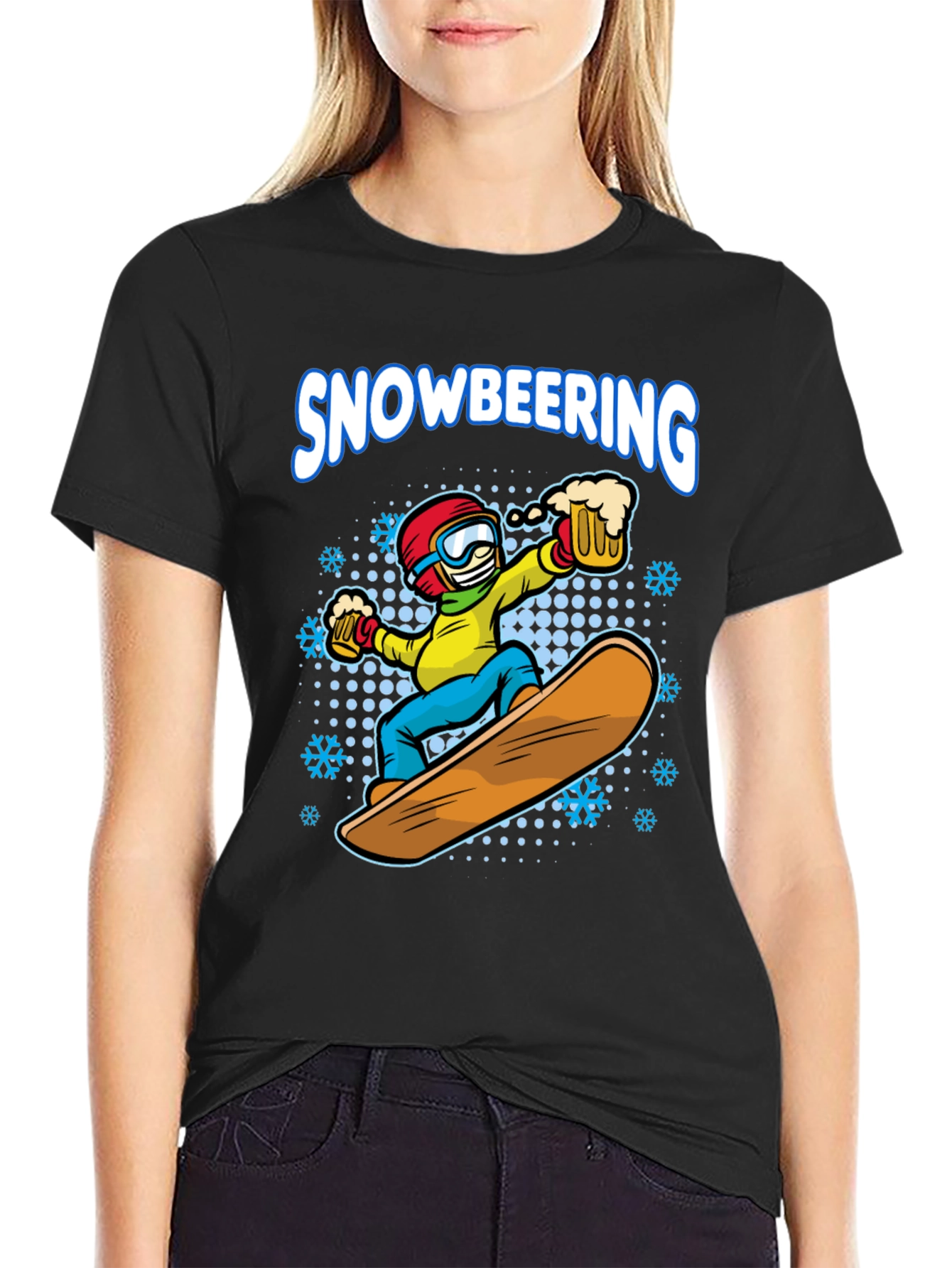Snowboarding Beer Lover Graphic T-Shirt