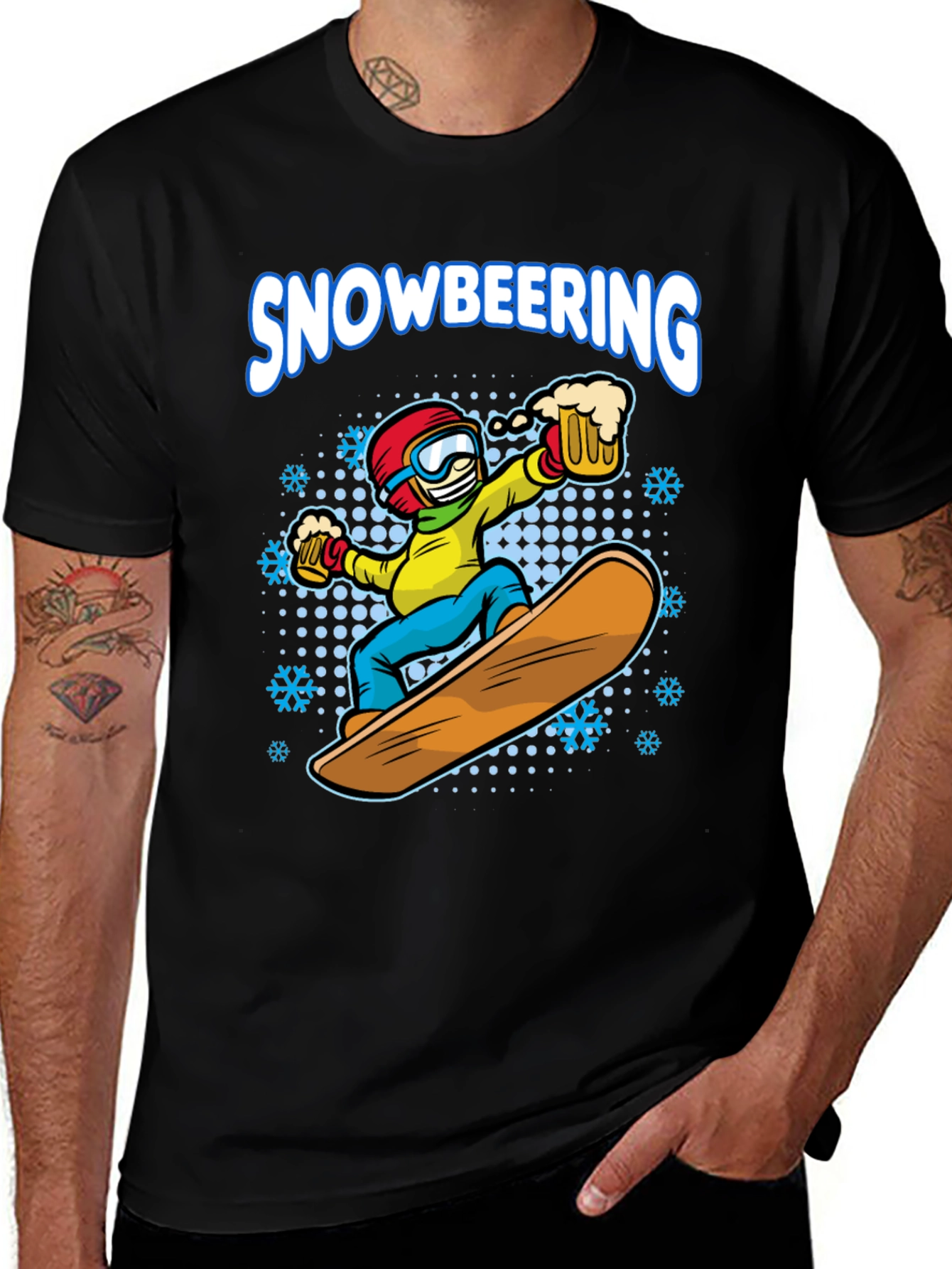 Snowboarding Beer Lover Graphic T-Shirt