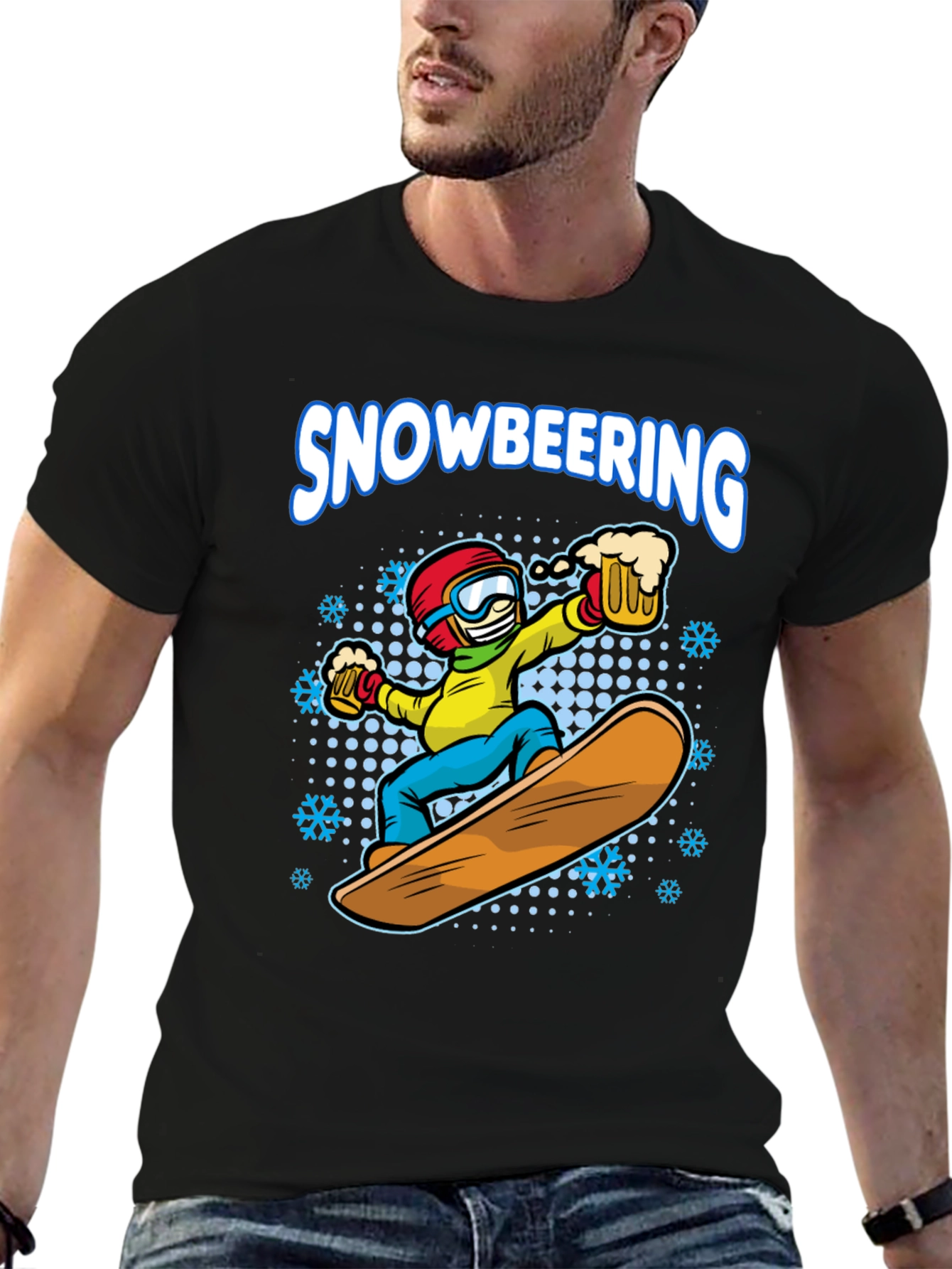 Snowboarding Beer Lover Graphic T-Shirt