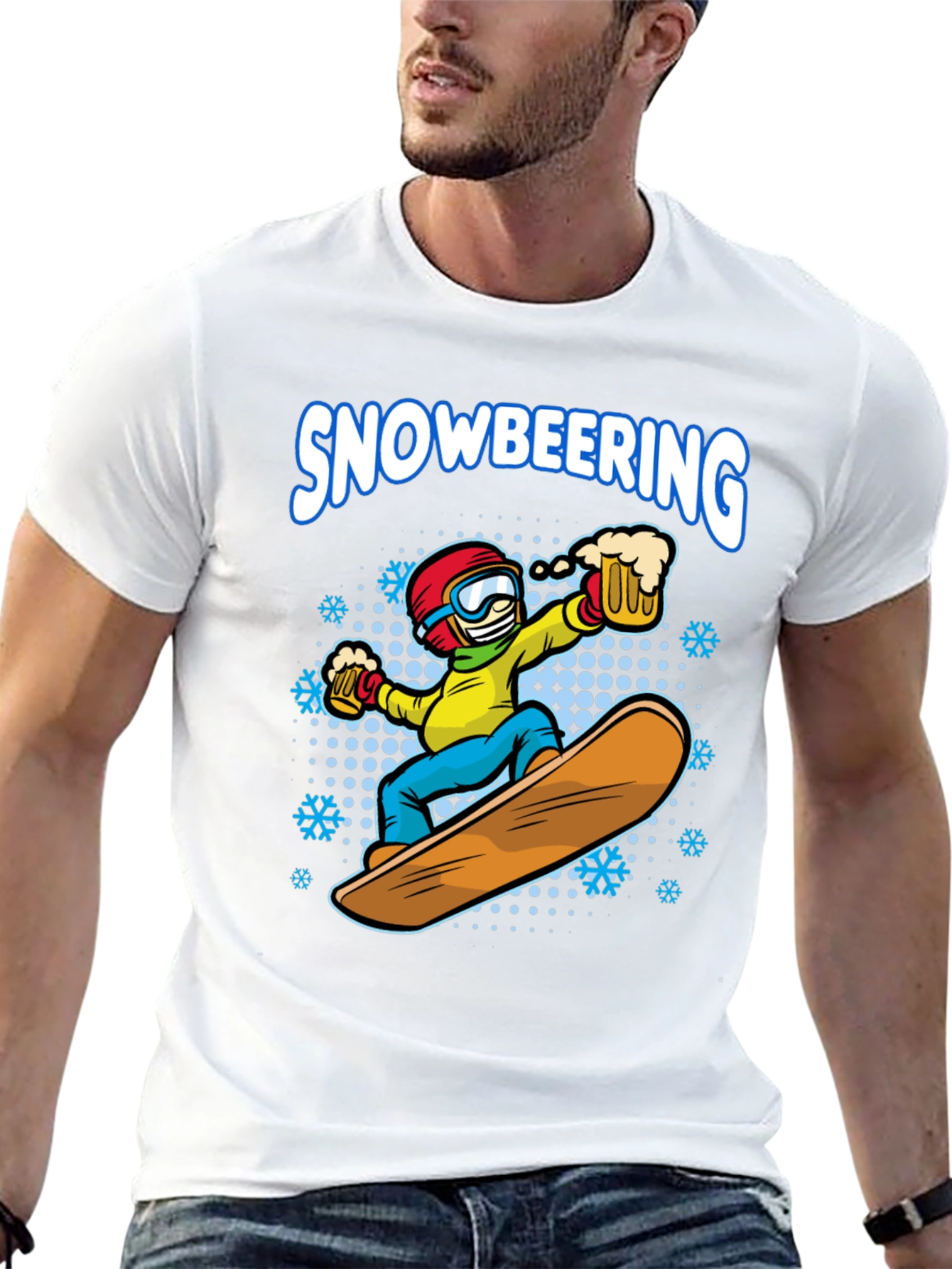 Snowboarding Beer Lover Graphic T-Shirt