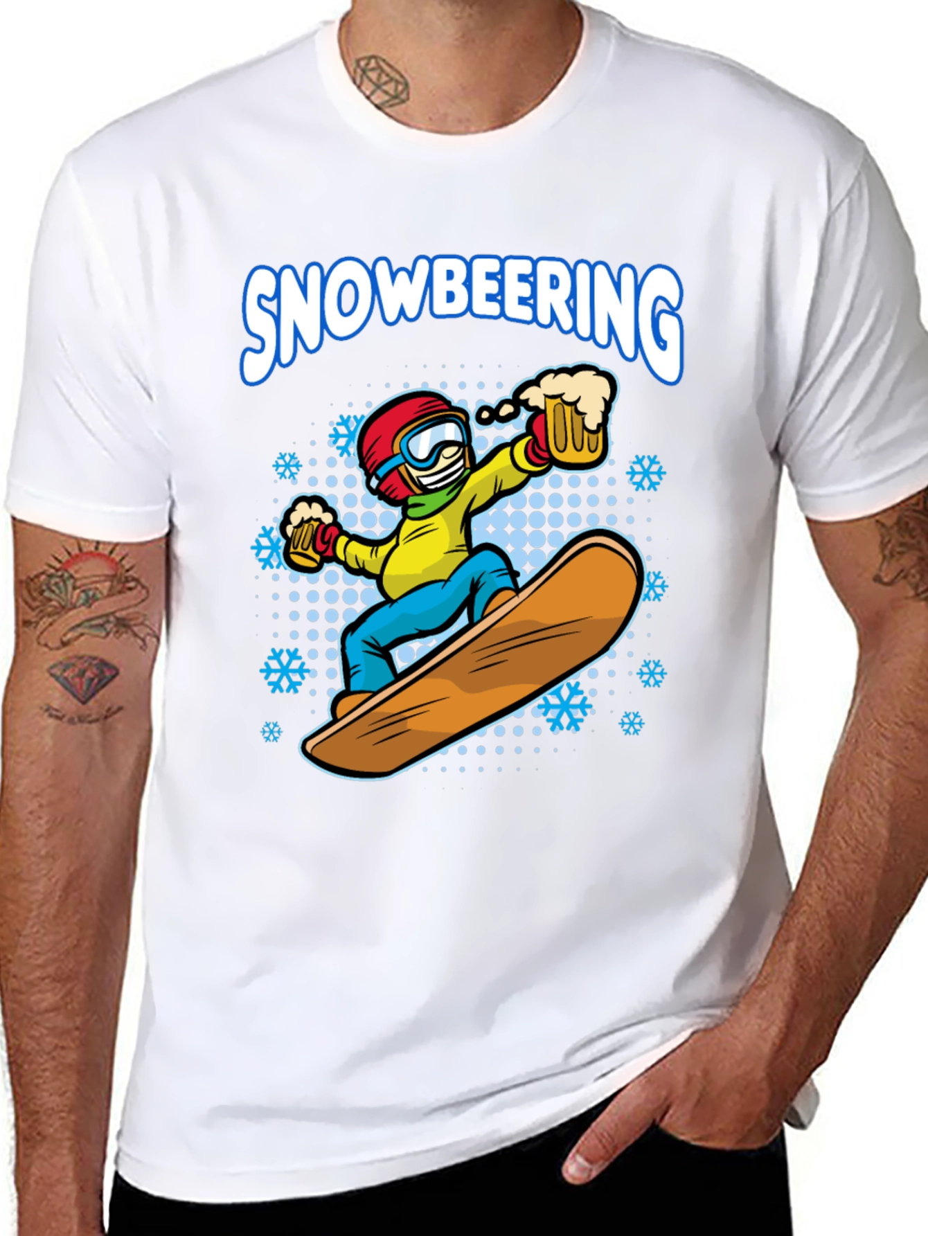 Snowboarding Beer Lover Graphic T-Shirt