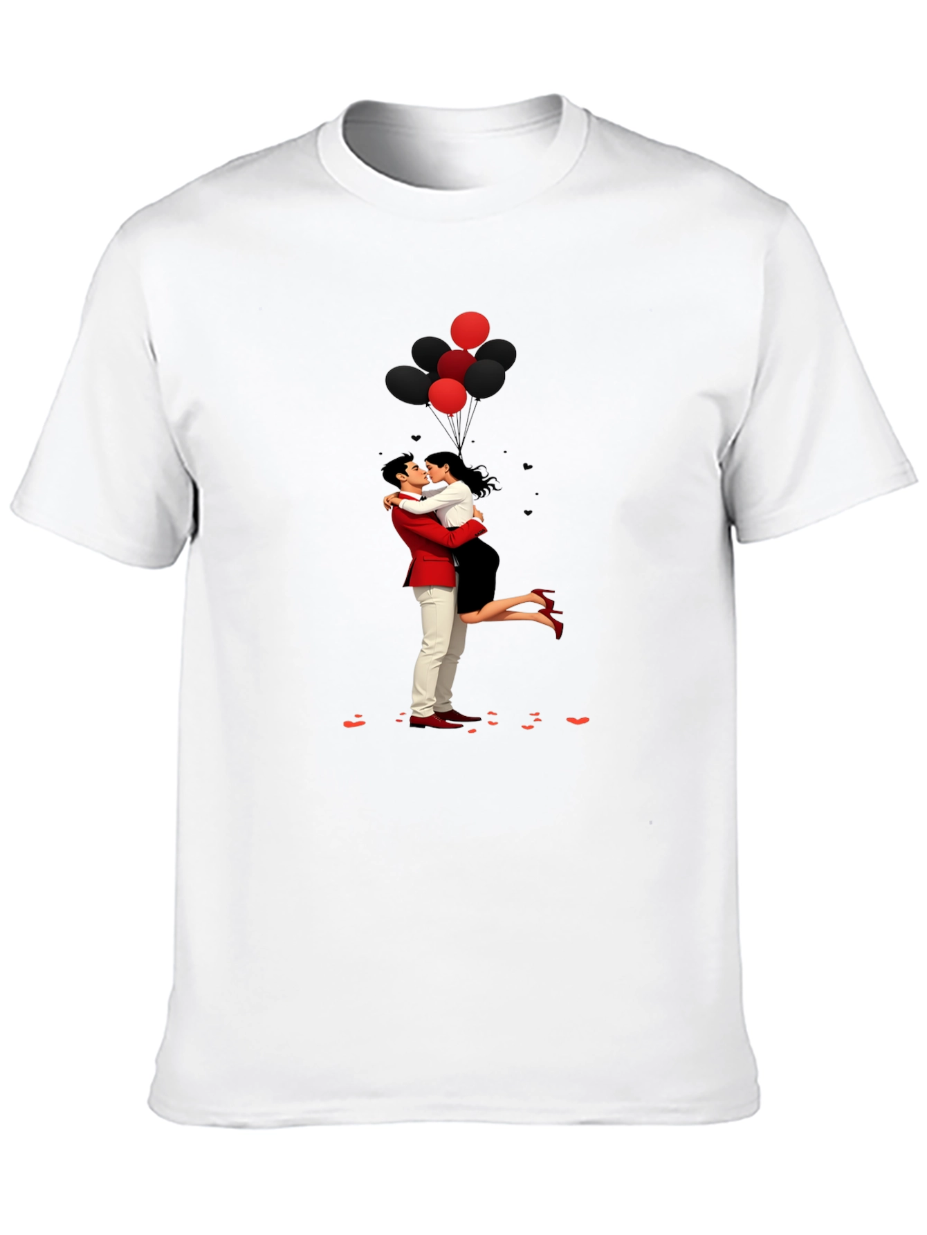 Romantic Embrace Tee: Valentines Day Couple in Love Shirt