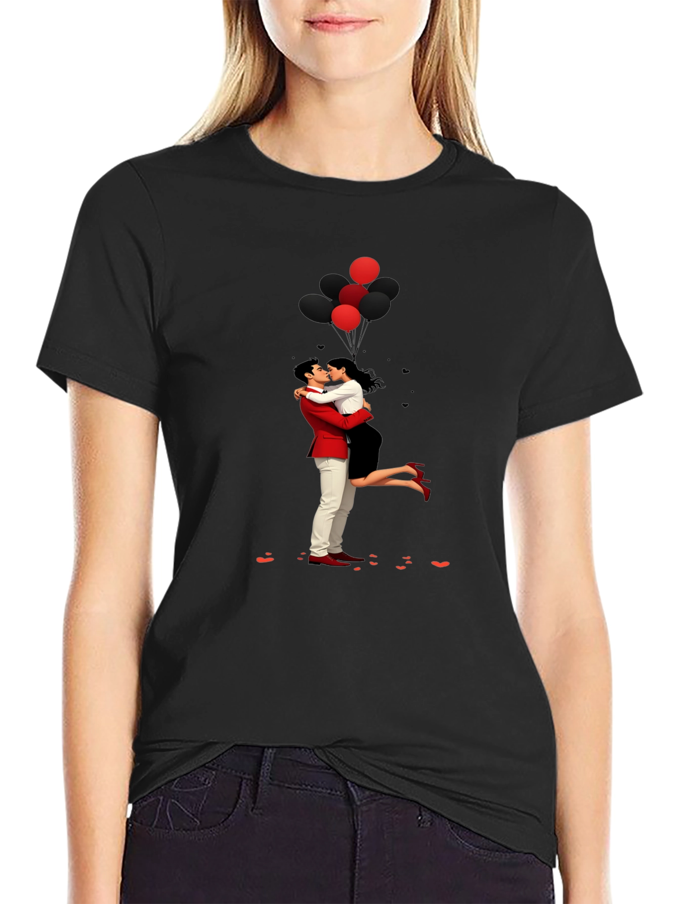 Romantic Embrace Tee: Valentines Day Couple in Love Shirt