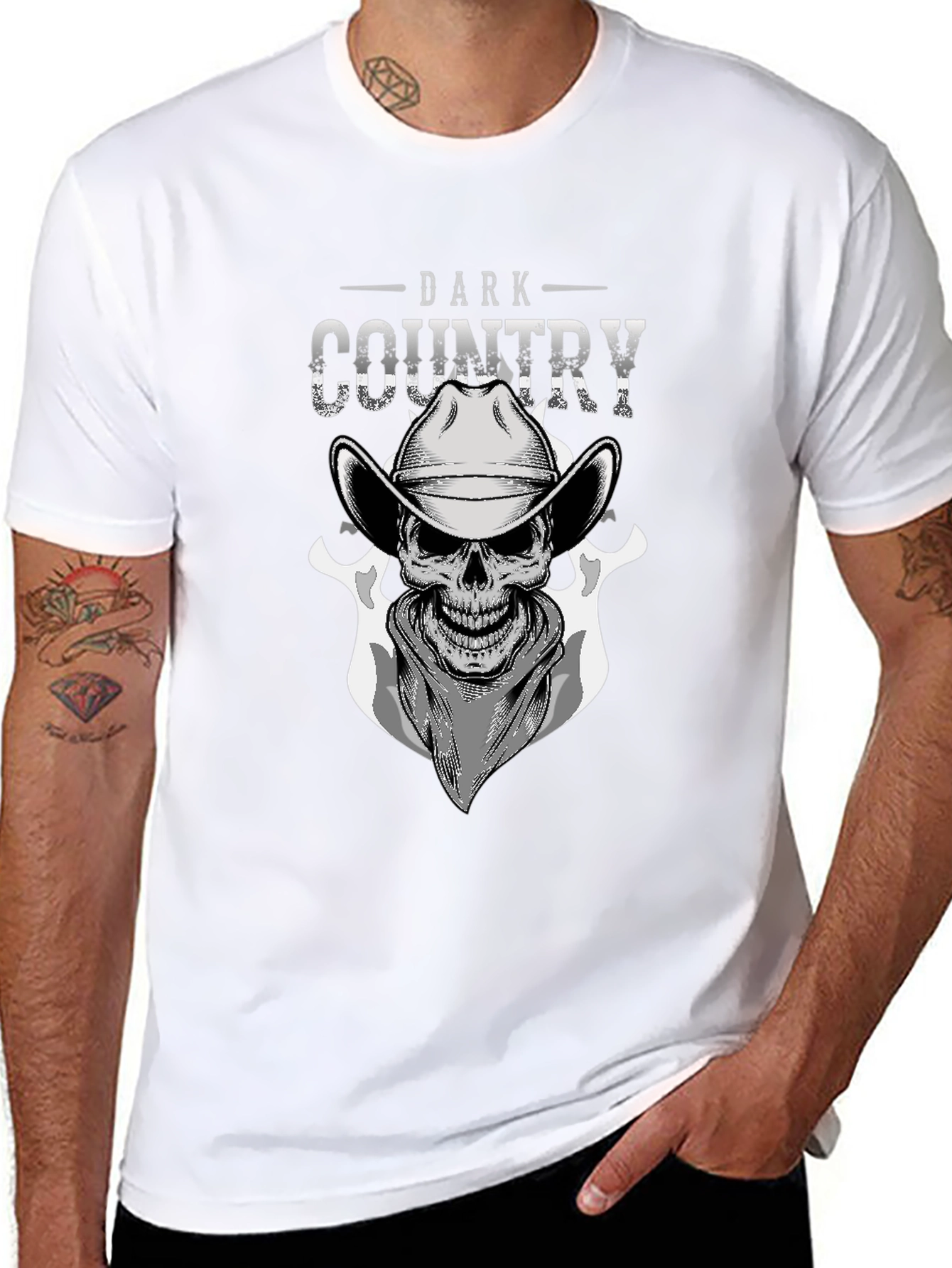 Dark Country Skull Graphic T-Shirt