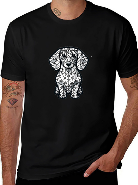 Geometric Dachshund Graphic Tee - Modern Dog Lovers Shirt