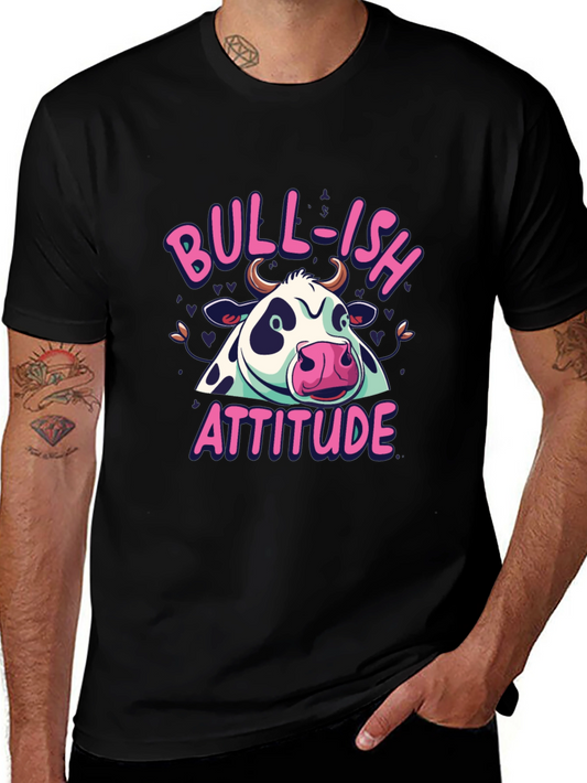 Bull-ish Attitude Black T-Shirt Funny Graphic Tee