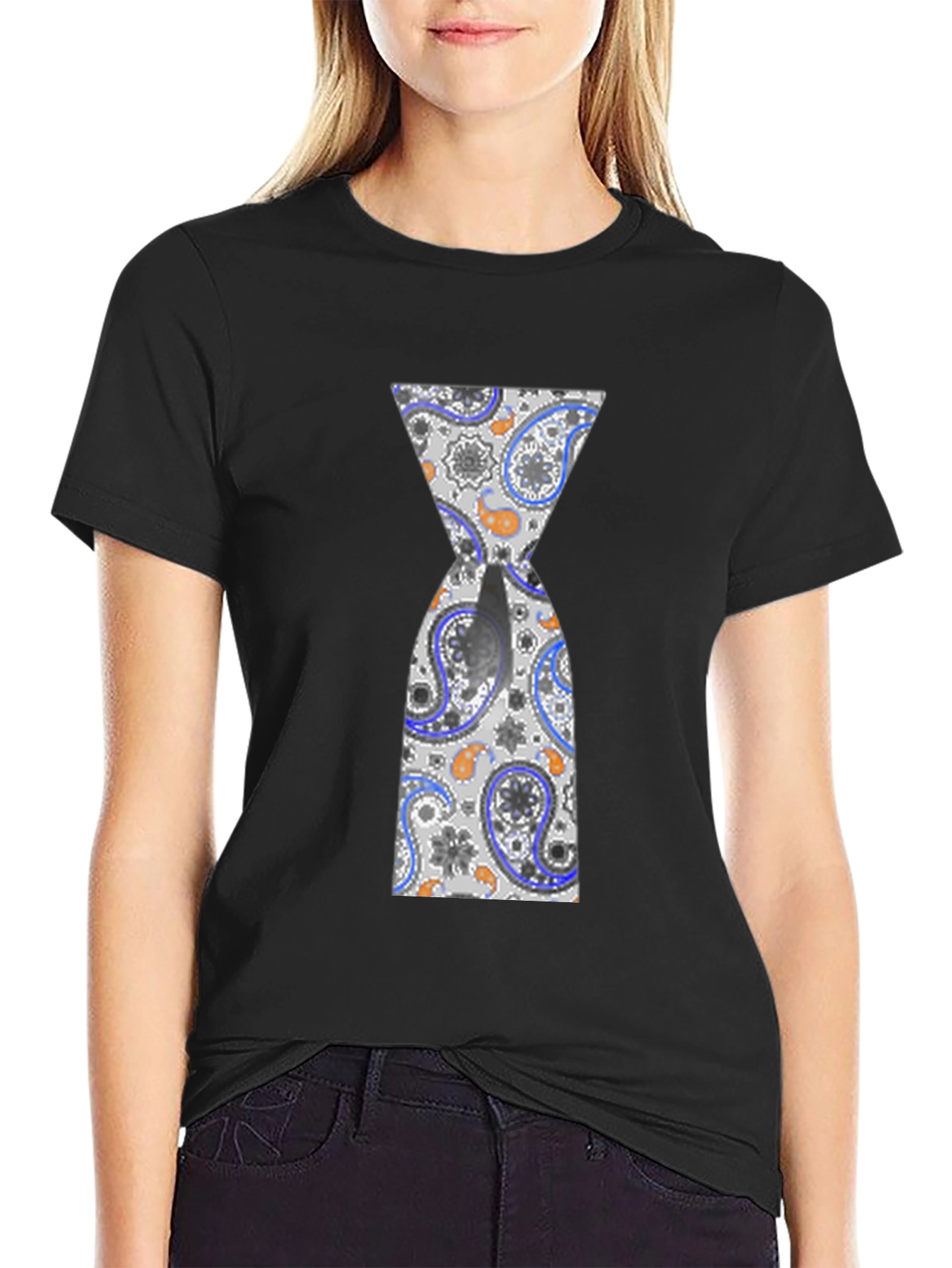 Hourglass Paisley Graphic Black T-Shirt