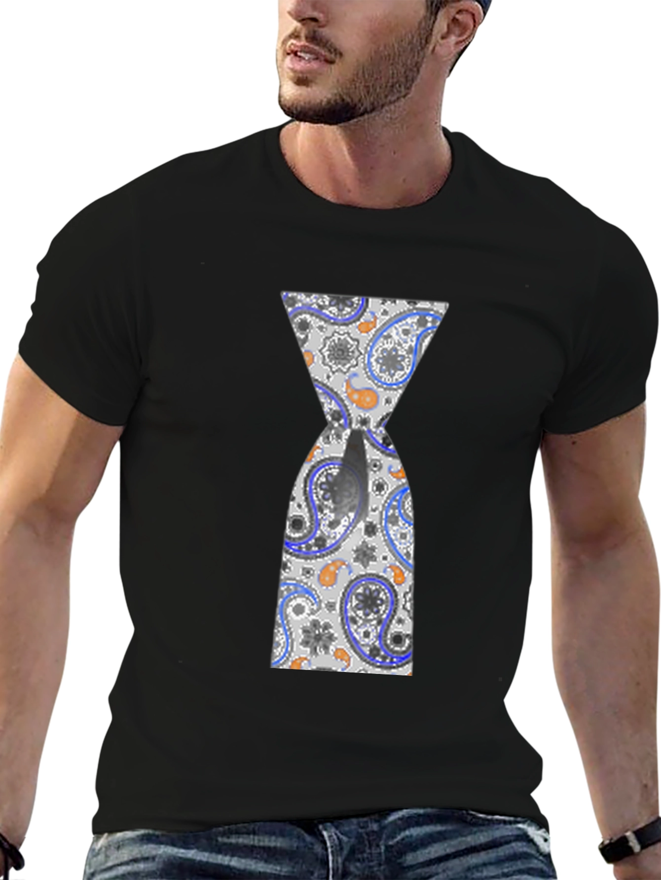 Hourglass Paisley Graphic Black T-Shirt