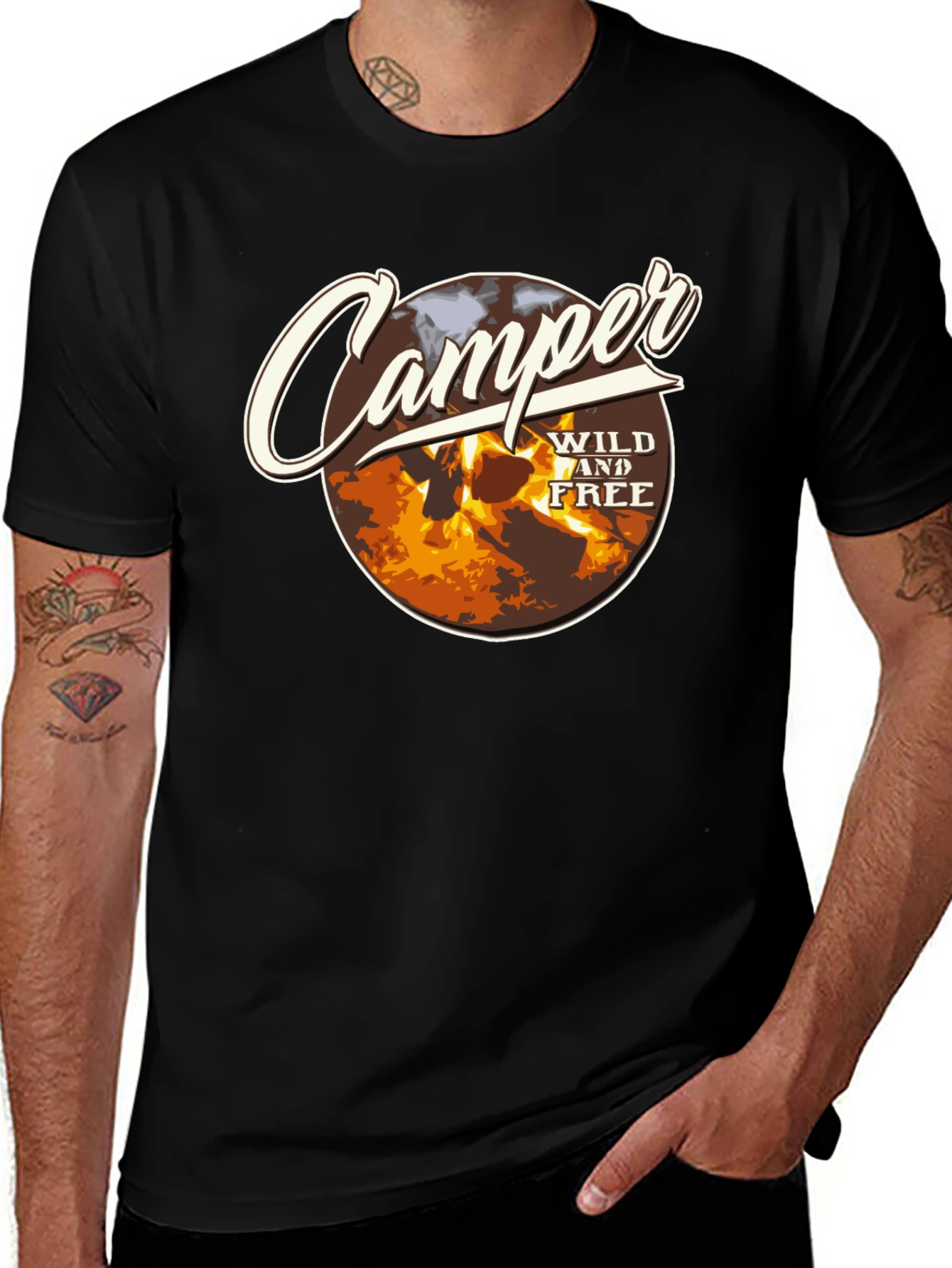 Camper Wild and Free Graphic Tee - Black