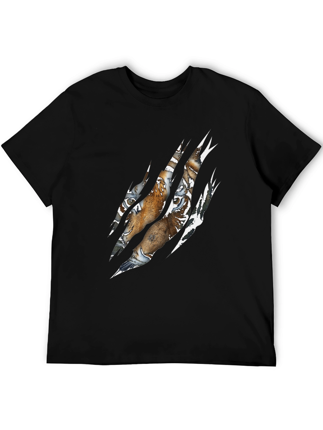 Tiger Eyes Graphic Print Black T-Shirt