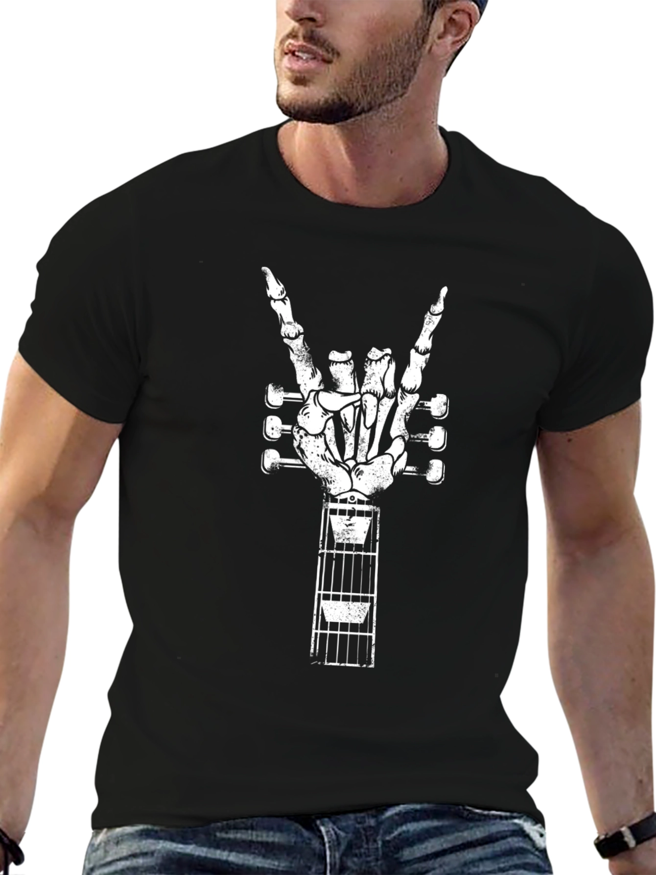 Rock On Skeleton Hand Guitar T-Shirt