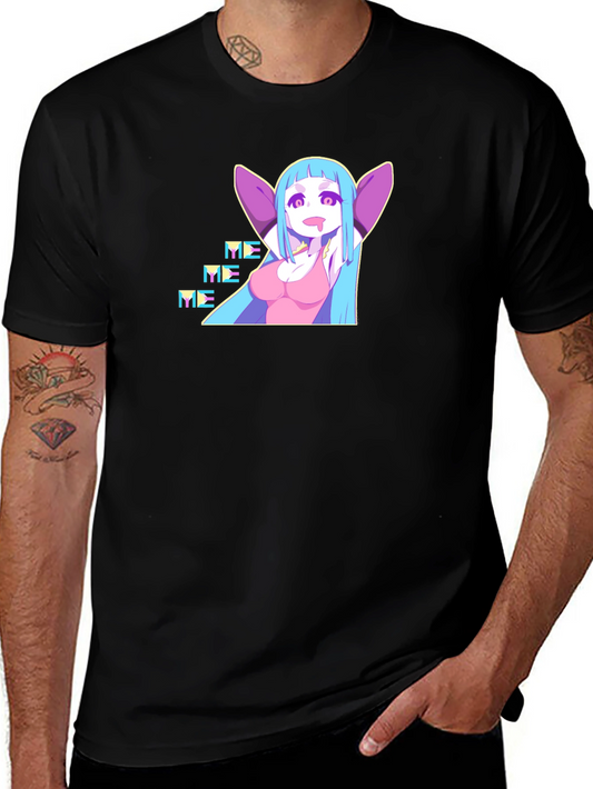 Anime Girl Graphic Black T-Shirt - Me Me Me! Design