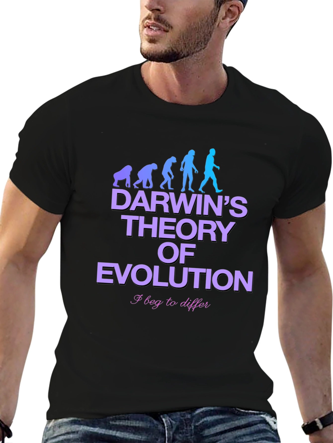 Darwins Theory Evolution Black T-Shirt