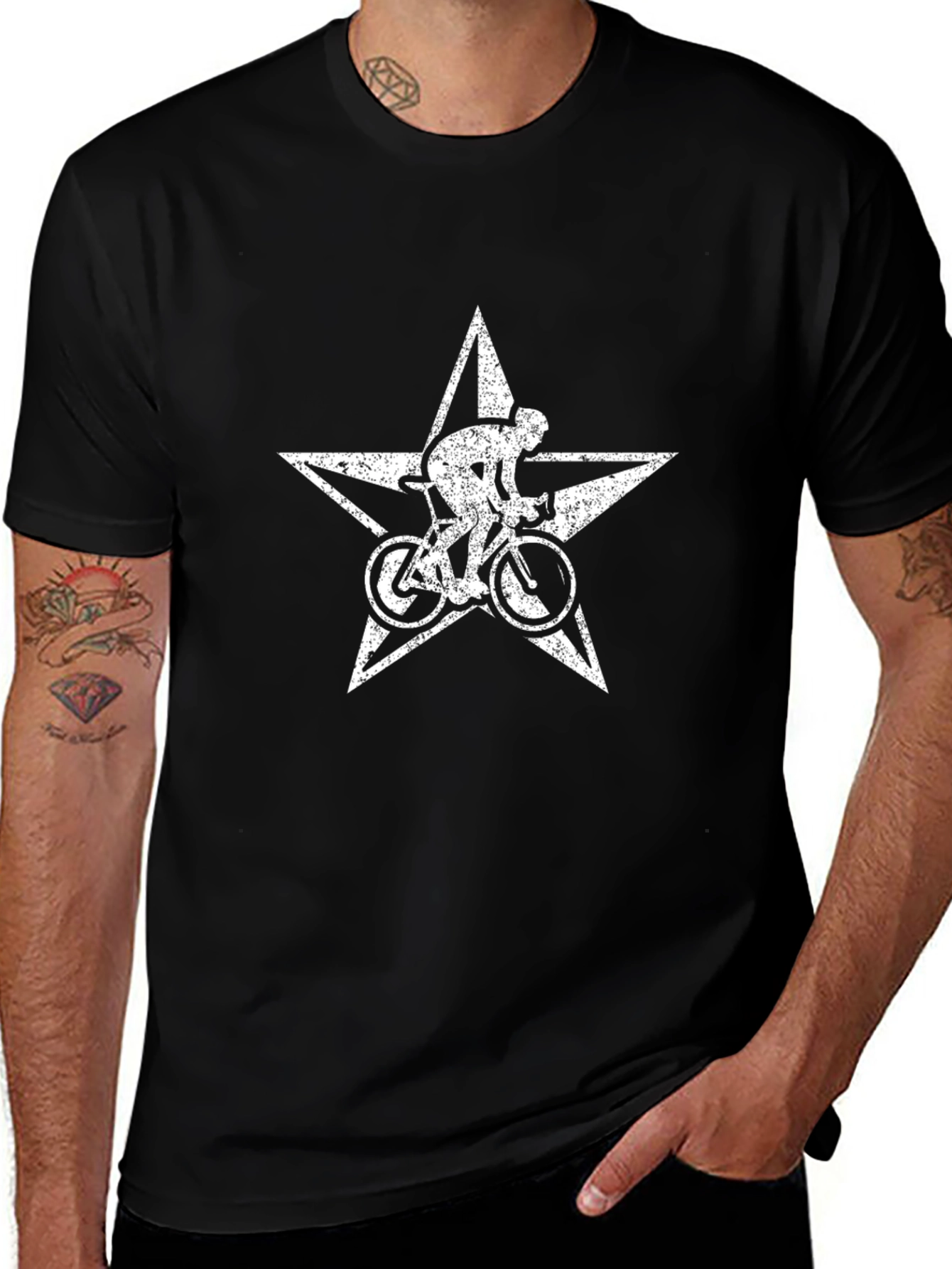 Cyclist Star Graphic Tee - Black