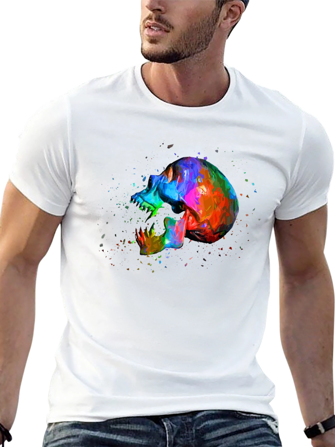 Vivid Skull Graphic Tee - Bold Artistic Design