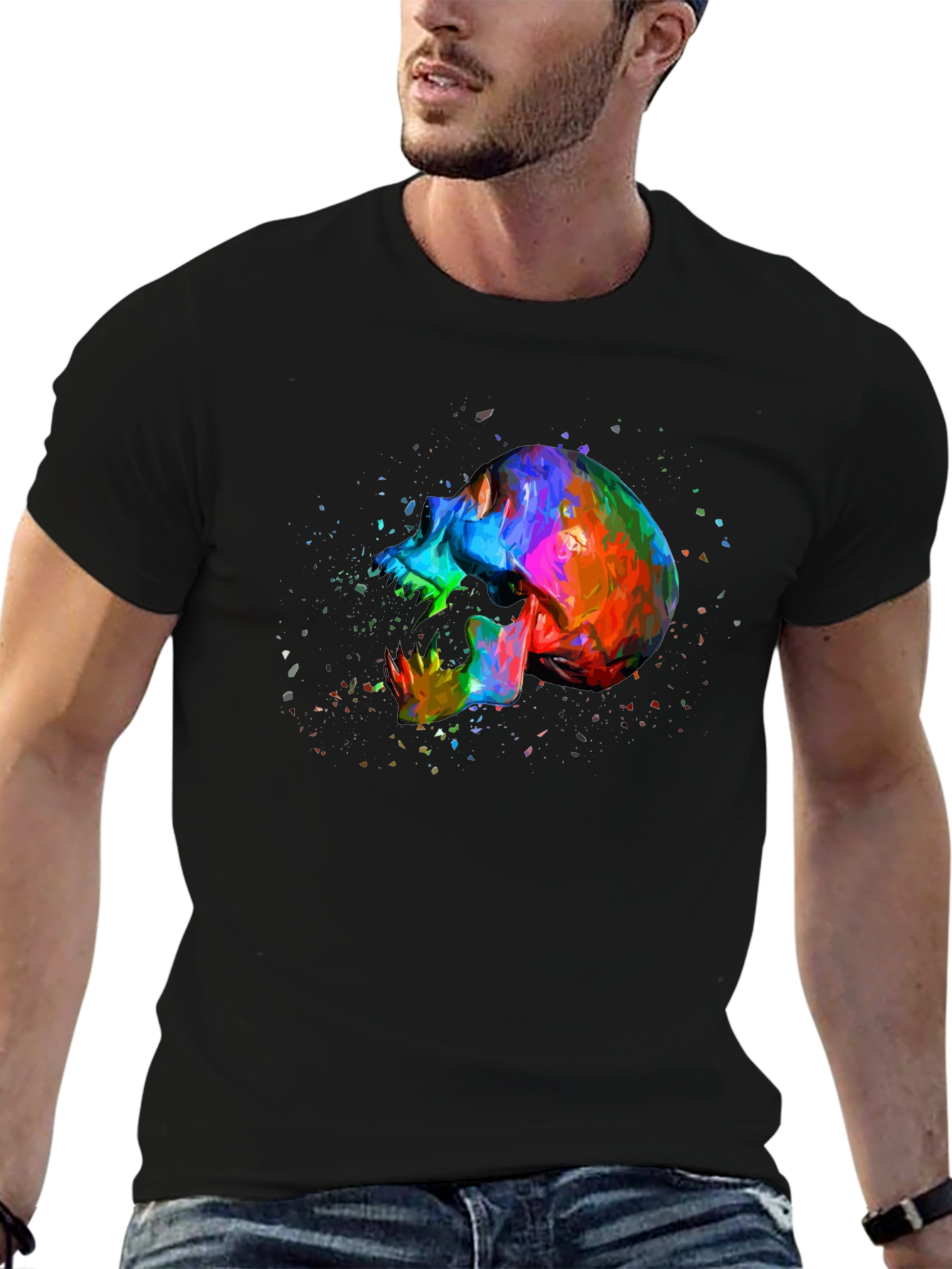 Vivid Skull Graphic Tee - Bold Artistic Design