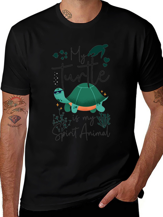 Cool Turtle Graphic Tee - Black Casual T-Shirt