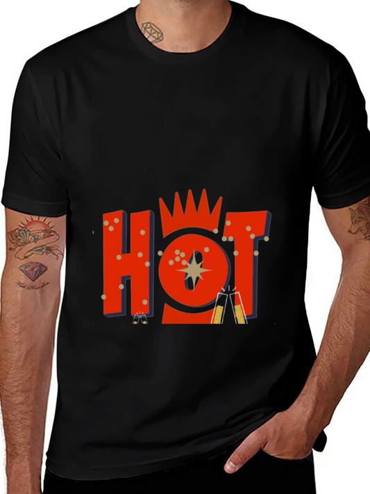 Mens Black Graphic Tee - HOT