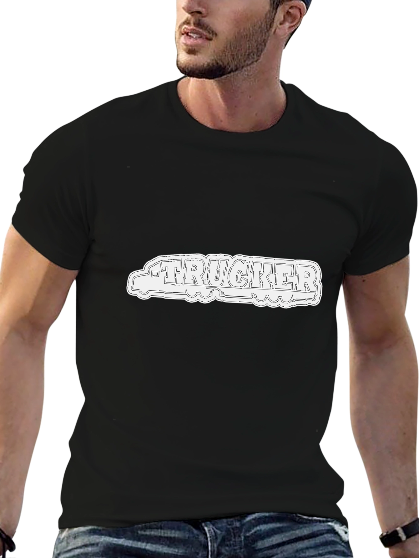 Trucker Graphic Tee - Cool Black T-Shirt