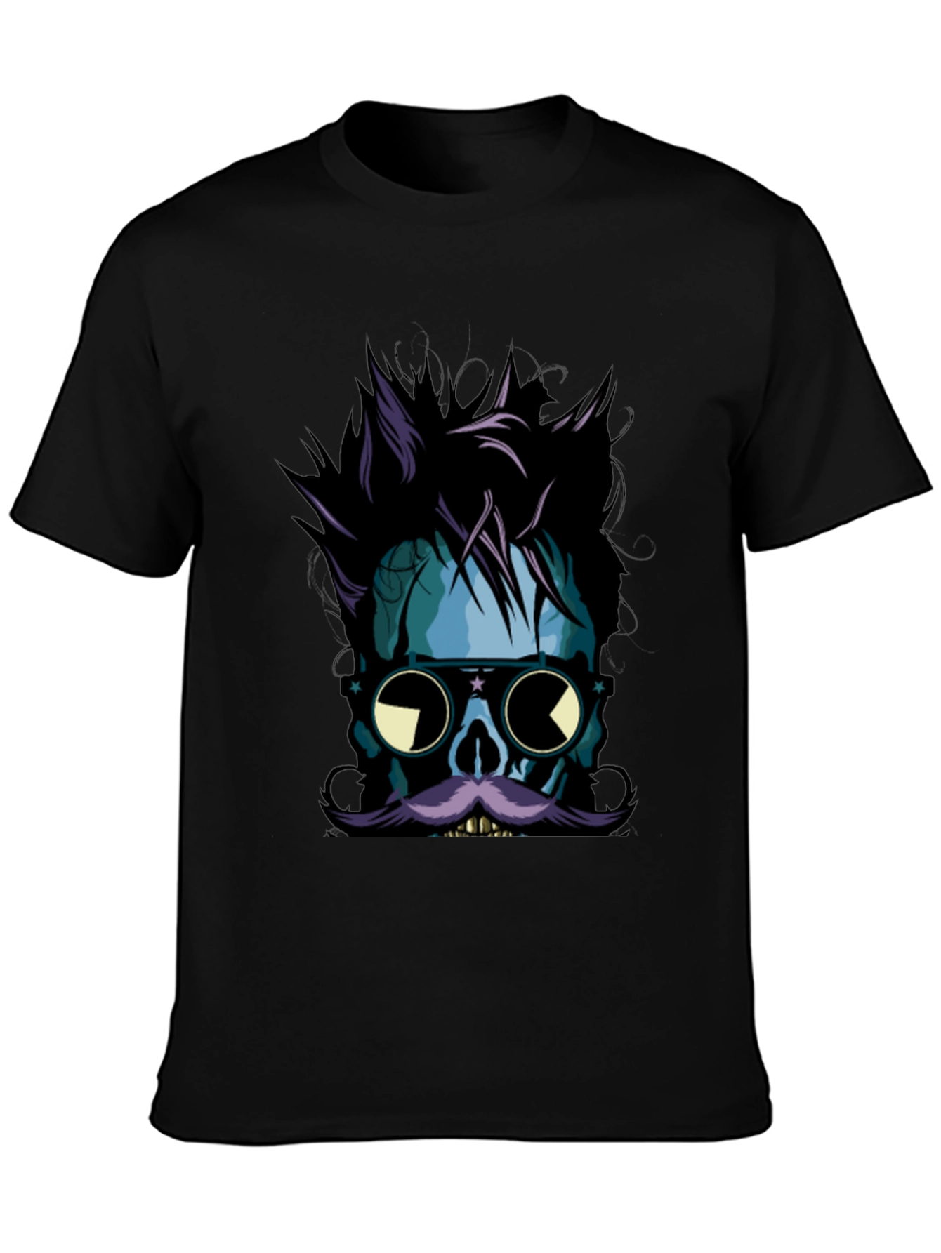 Skull with Mustache Graphic Tee