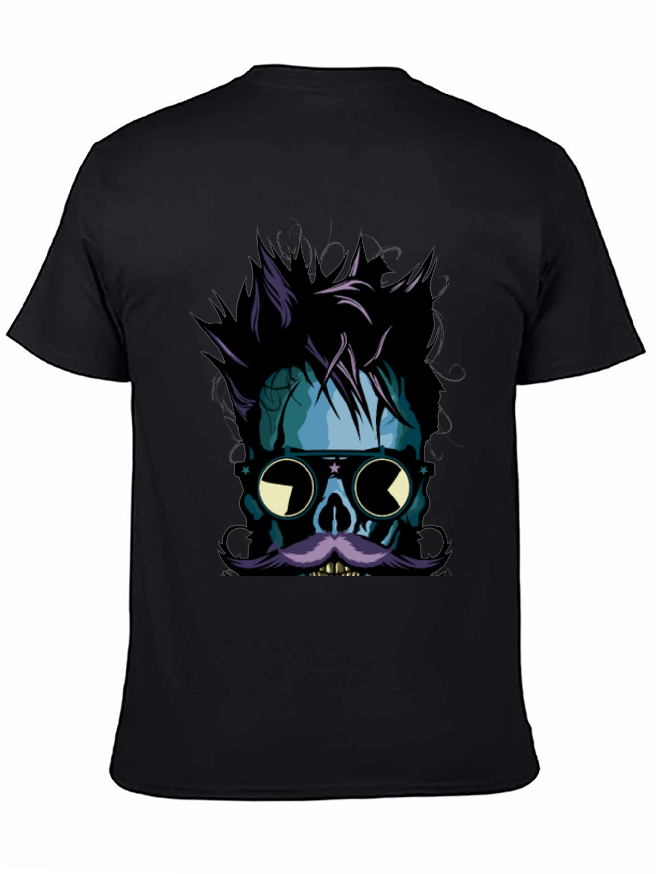Skull with Mustache Graphic Tee