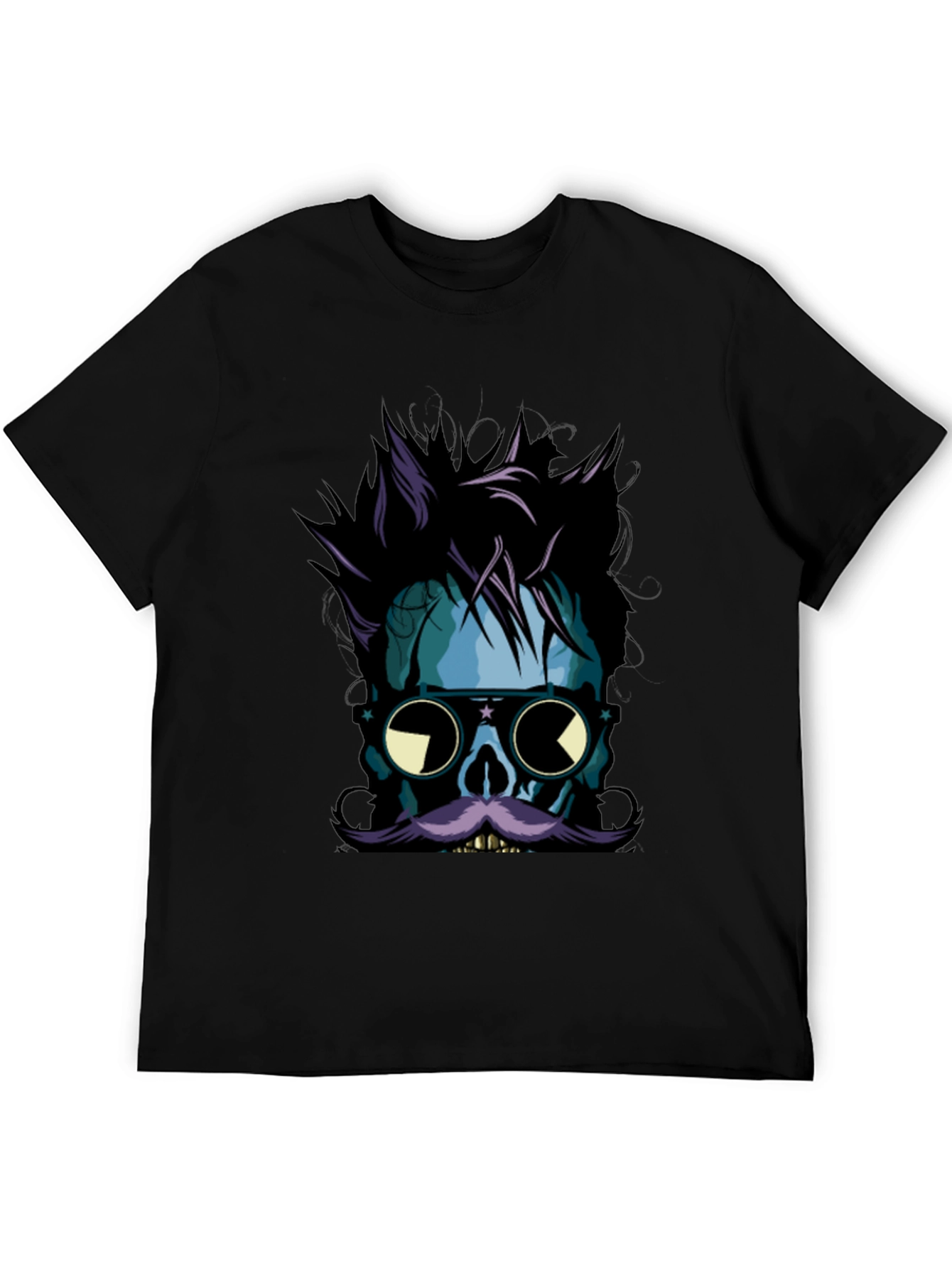 Skull with Mustache Graphic Tee