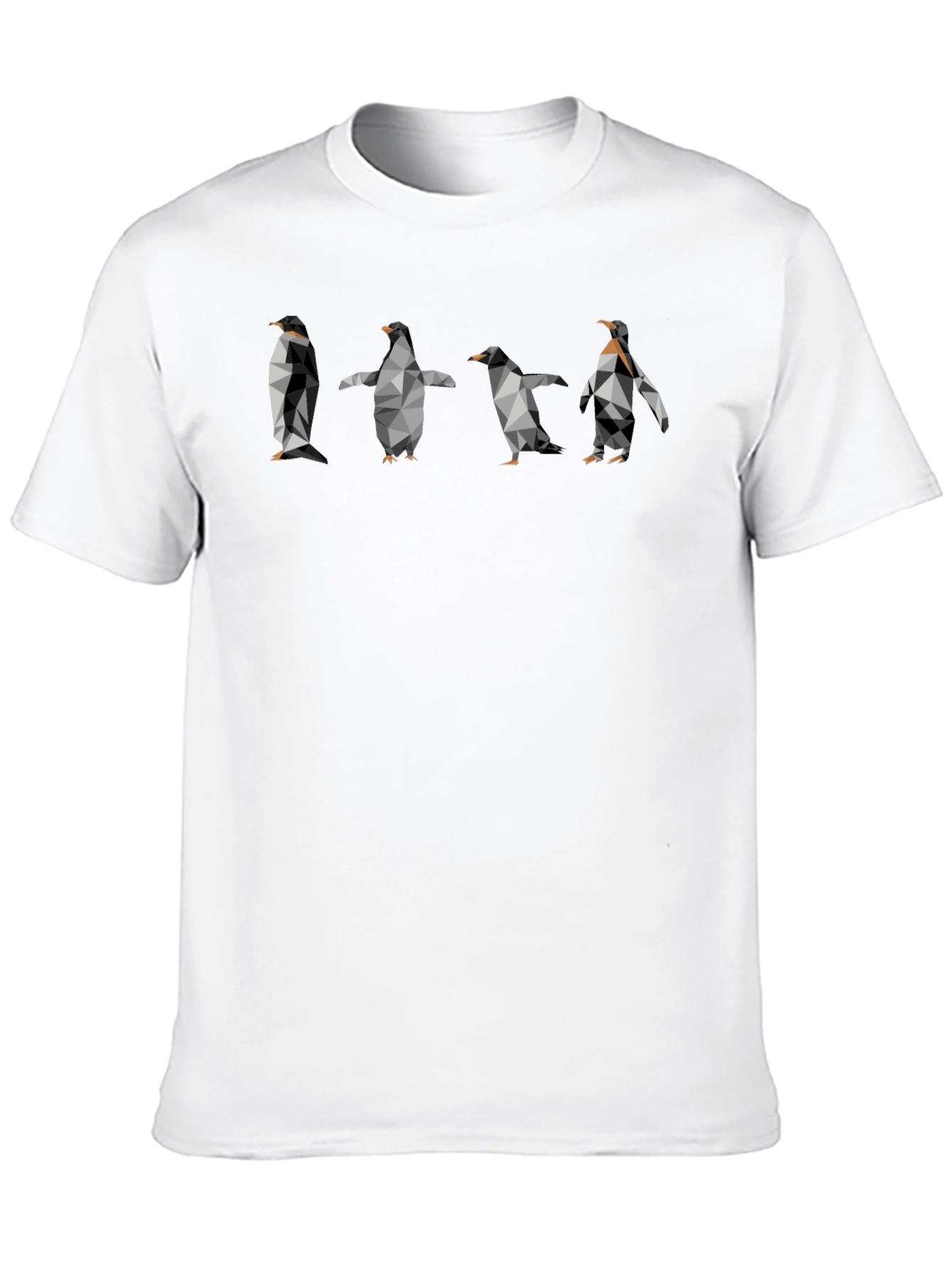 Geometric Penguin Print Black T-Shirt