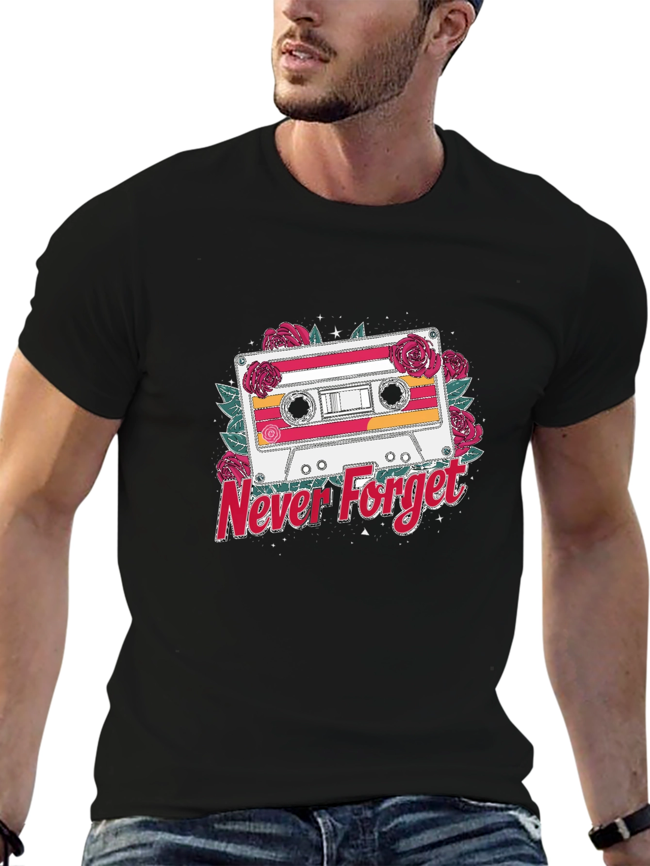 Retro Cassette Tape Never Forget Graphic T-Shirt