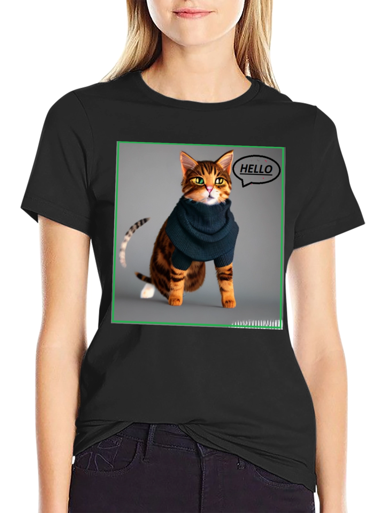 Cat in Scarf Graphic Tee