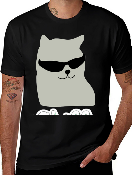 Cool Cat Graphic Tee - Black Cotton T-Shirt
