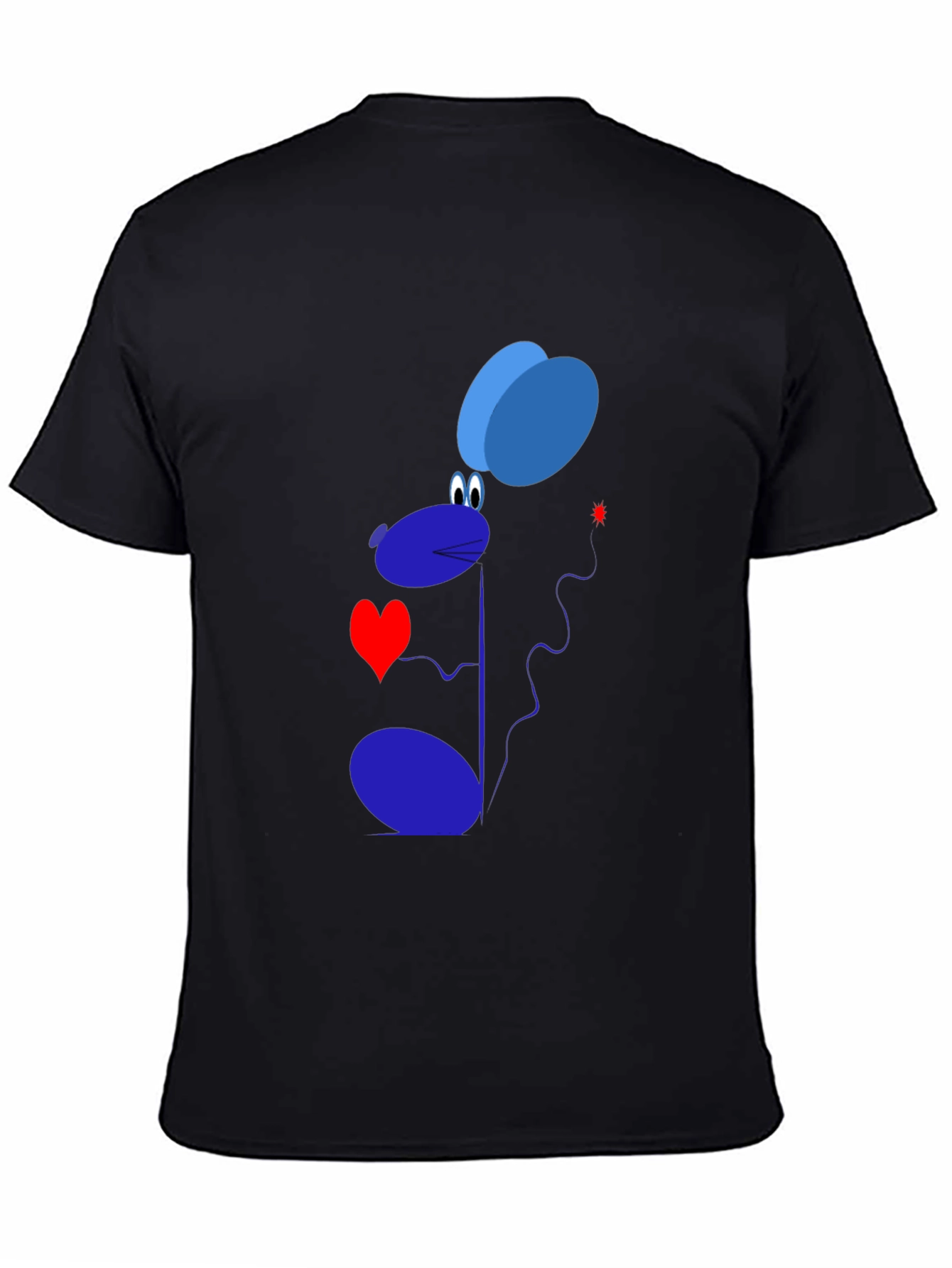 Cartoon Mouse Graphic T-Shirt - Black Cotton Tee