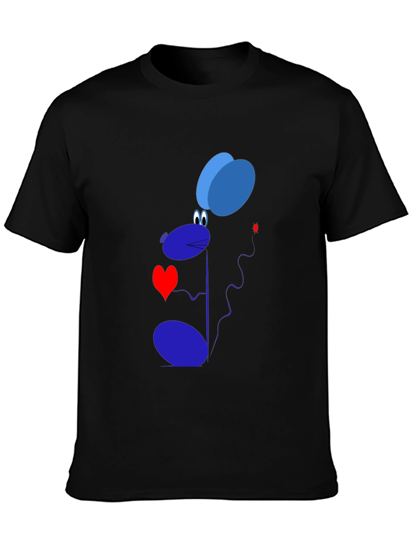 Cartoon Mouse Graphic T-Shirt - Black Cotton Tee