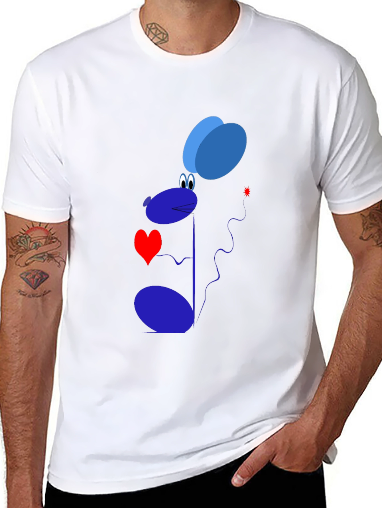 Cartoon Mouse Graphic T-Shirt - Black Cotton Tee