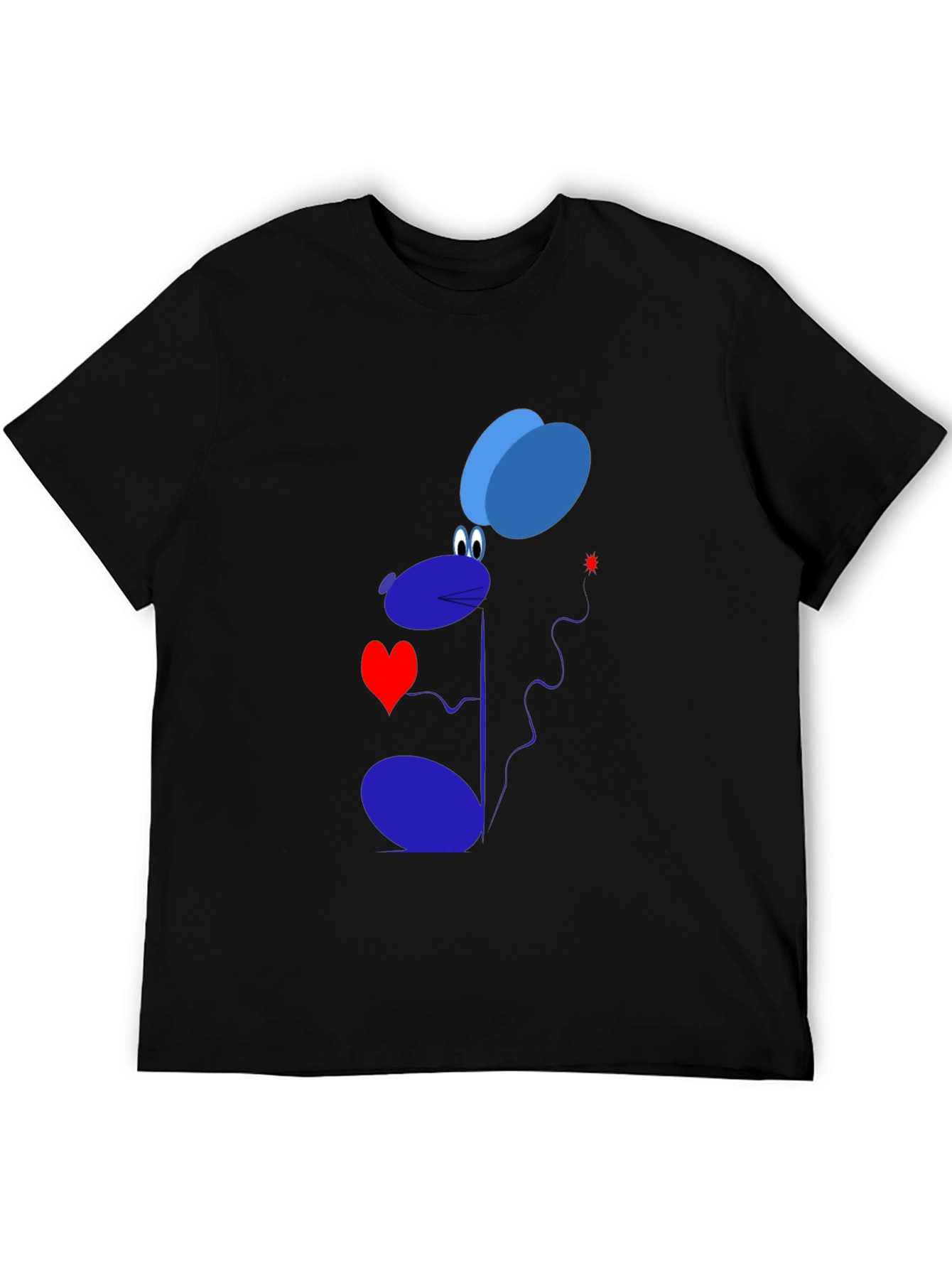 Cartoon Mouse Graphic T-Shirt - Black Cotton Tee