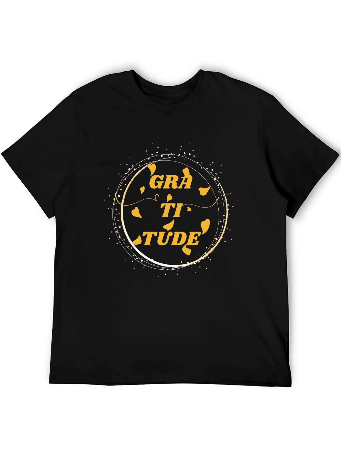 Gratitude Black T-Shirt Inspirational Word Art Tee