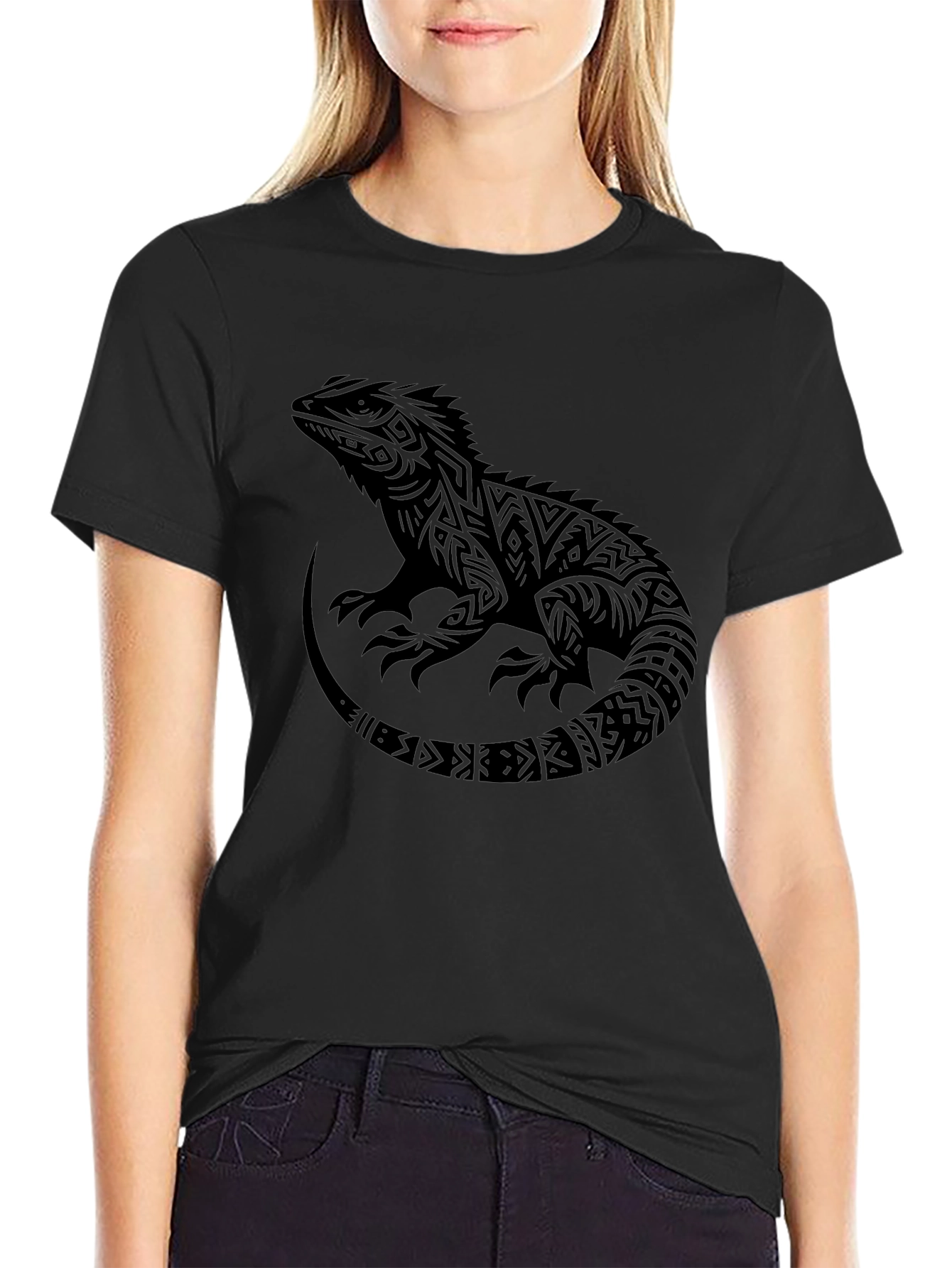 Tribal Lizard Graphic T-Shirt - Cool Design