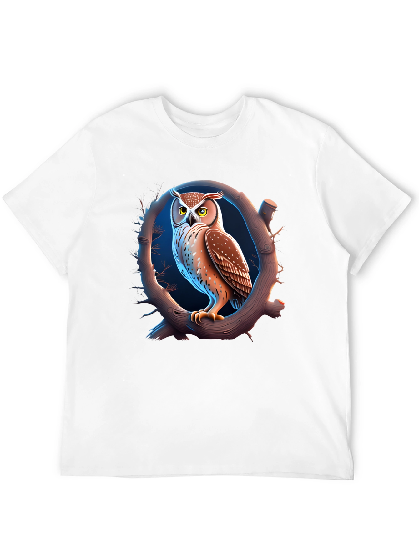Owl on Branch Graphic T-Shirt - Black