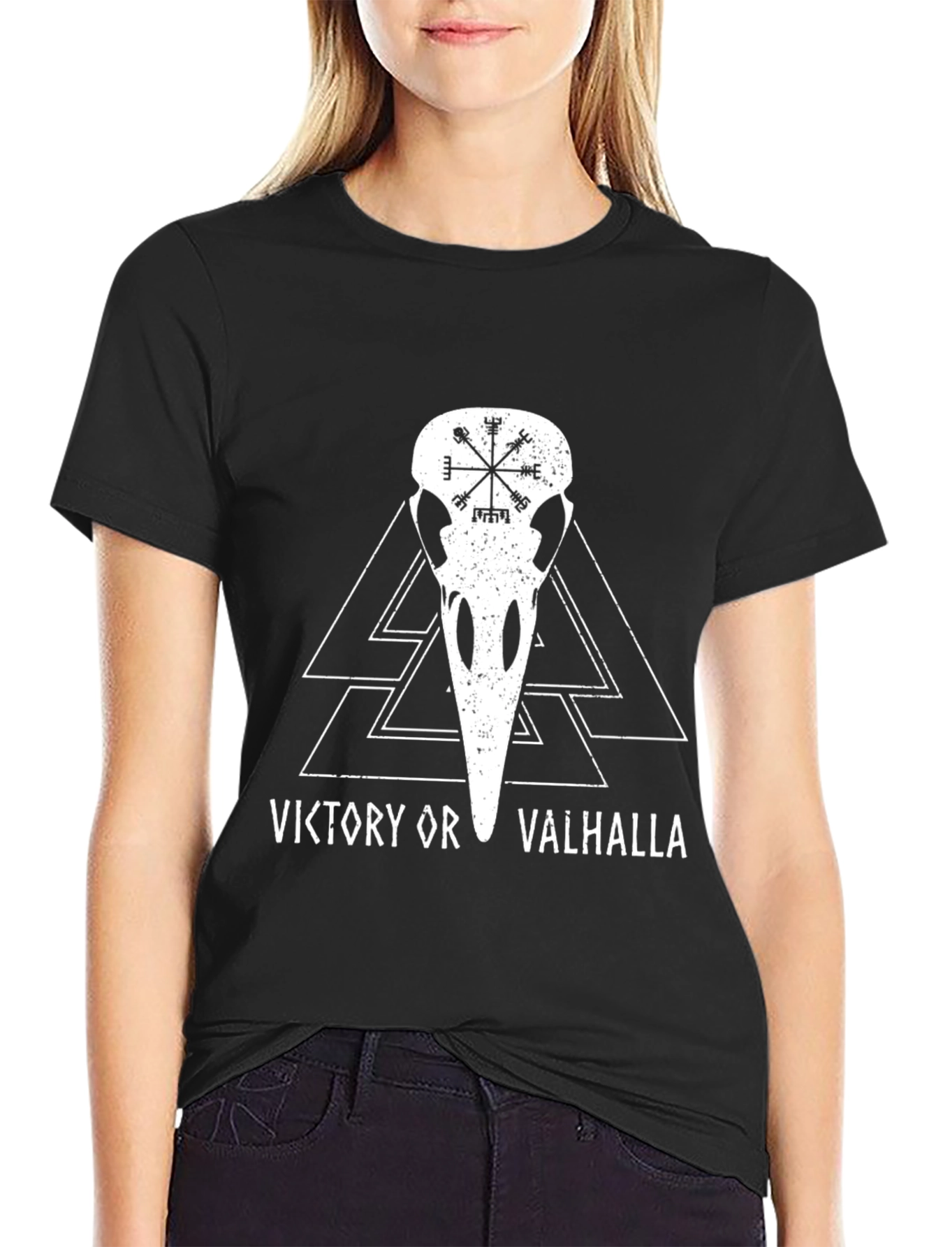 Viking Victory or Valhalla Raven Skull T-Shirt