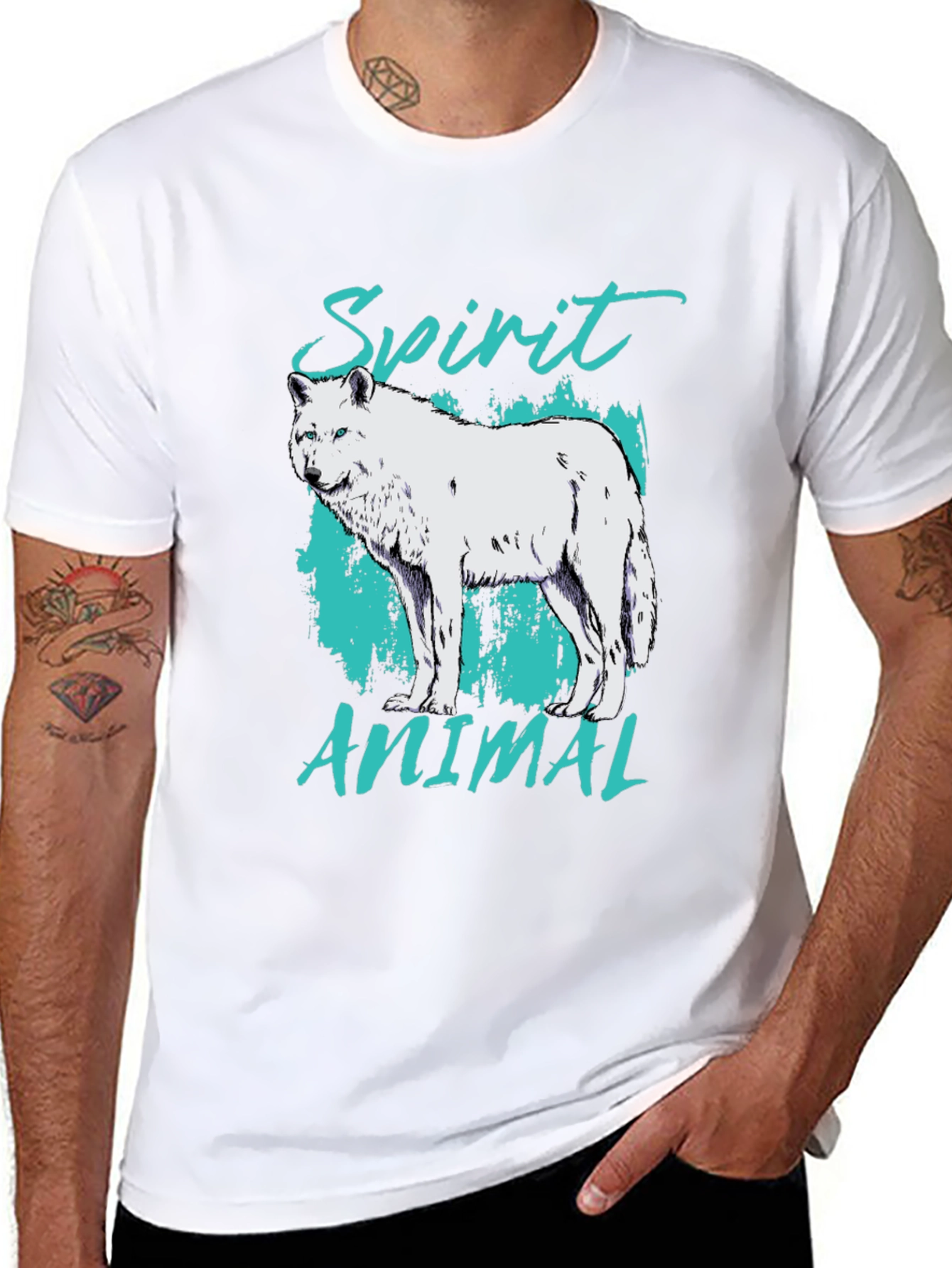 Spirit Animal Wolf Graphic Tee - Black Cotton Blend