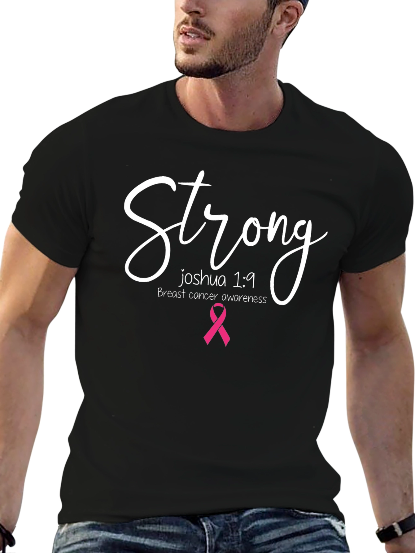 Strong Breast Cancer Awareness Black T-Shirt