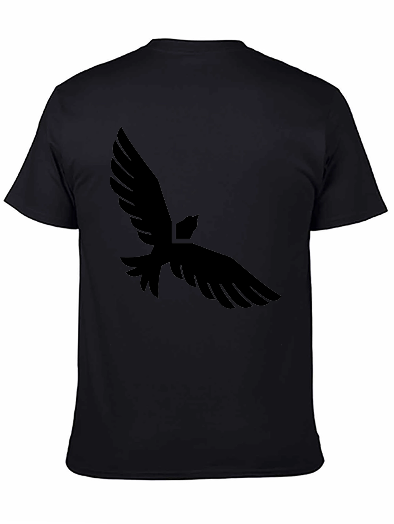 Mens Black T-Shirt with Bird Graphic Print