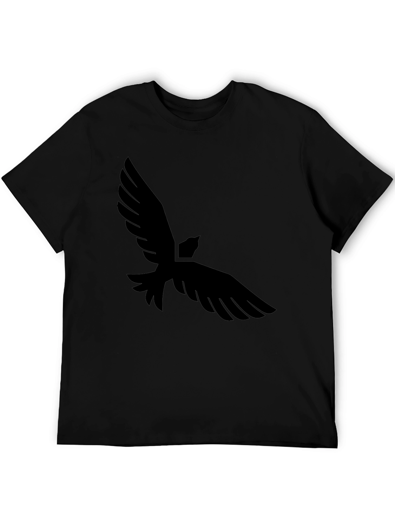 Mens Black T-Shirt with Bird Graphic Print