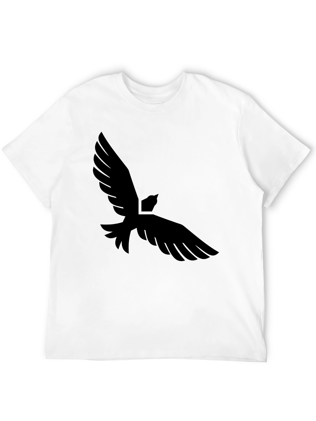 Mens Black T-Shirt with Bird Graphic Print