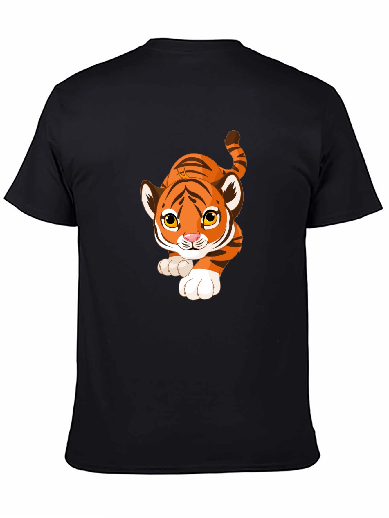 Cartoon Tiger Graphic Black T-Shirt