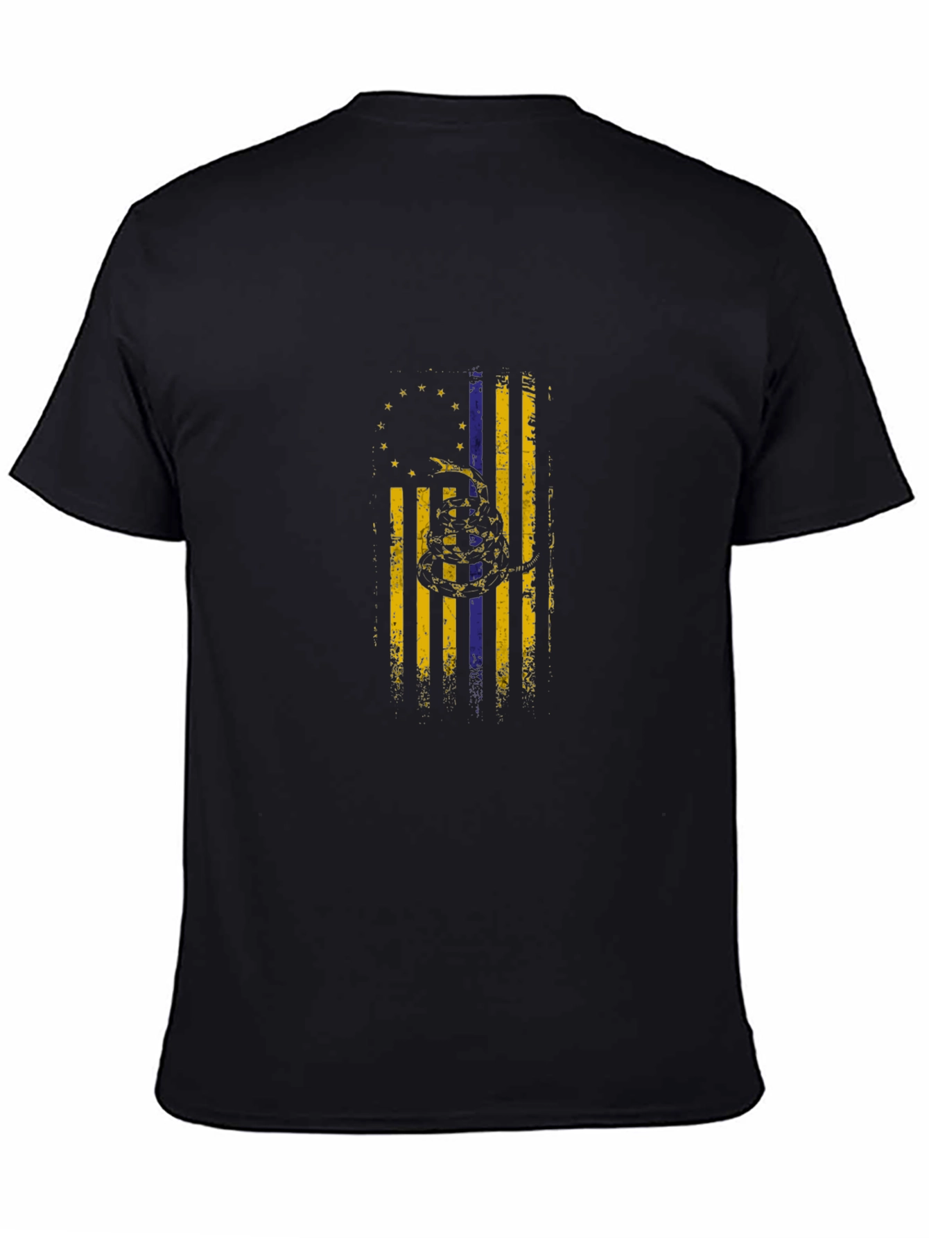 Distressed Gadsden Flag Black T-Shirt